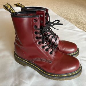 Dr. Martens 1460 cherry red (women 7 US) smooth leather lace up boots